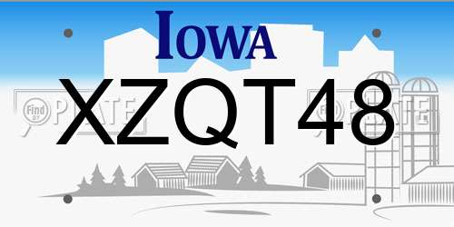 XZQT48 Iowa License Plate
