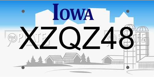XZQZ48 Iowa License Plate