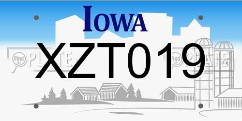 XZT019 Iowa License Plate