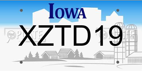 XZTD19 Iowa License Plate