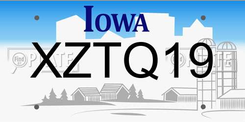 XZTQ19 Iowa License Plate