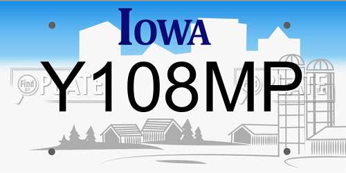 Y108MP Iowa License Plate