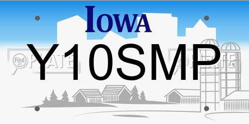 Y10SMP Iowa License Plate