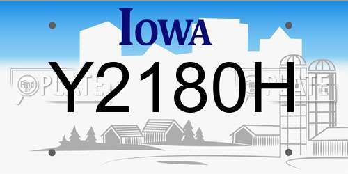 Y2180H Iowa License Plate