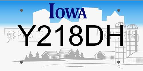 Y218DH Iowa License Plate
