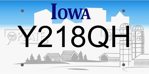 Y218QH Iowa License Plate