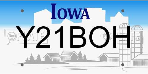Y21BOH Iowa License Plate