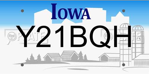 Y21BQH Iowa License Plate