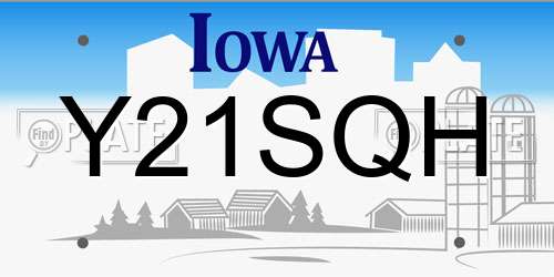 Y21SQH Iowa License Plate
