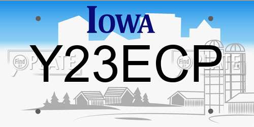 Y23ECP Iowa License Plate