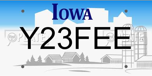 Y23FEE Iowa License Plate