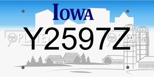 Y2597Z Iowa License Plate