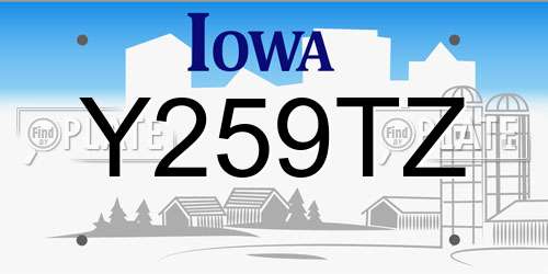 Y259TZ Iowa License Plate