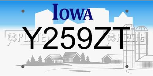 Y259ZT Iowa License Plate