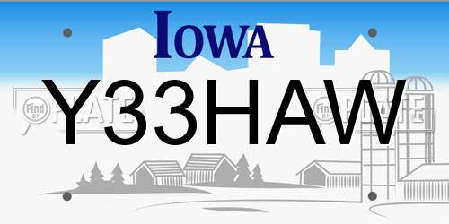 Y33HAW Iowa License Plate