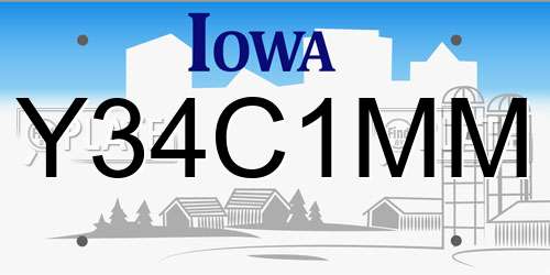 Y34C1MM Iowa License Plate