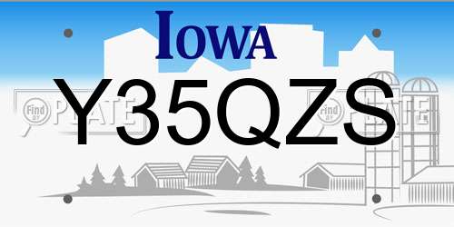 Y35QZS Iowa License Plate