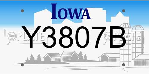 Y3807B Iowa License Plate