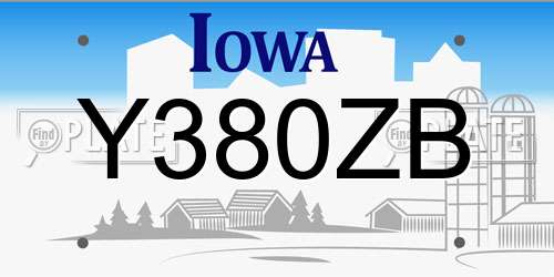 Y380ZB Iowa License Plate