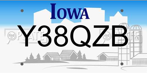 Y38QZB Iowa License Plate