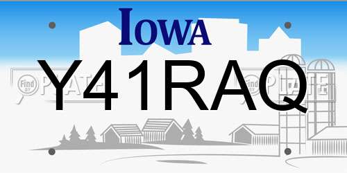 Y41RAQ Iowa License Plate
