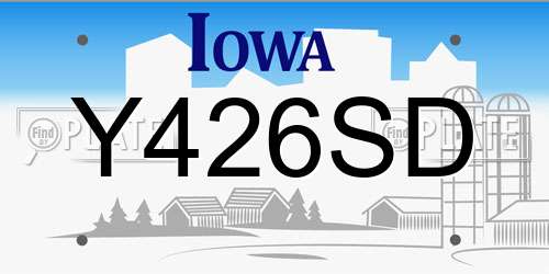 Y426SD Iowa License Plate