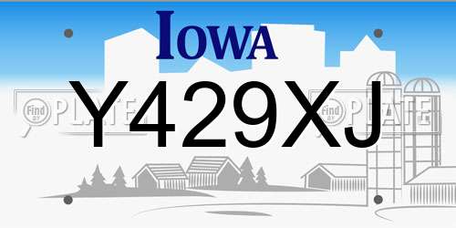 Y429XJ Iowa License Plate