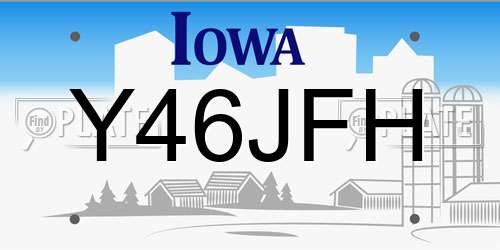 Y46JFH Iowa License Plate