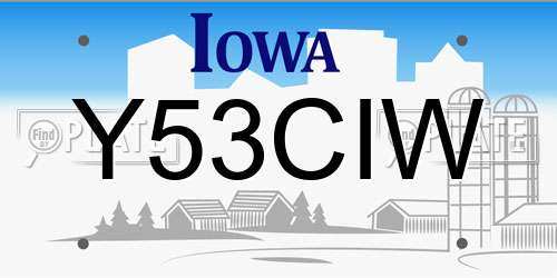 Y53CIW Iowa License Plate