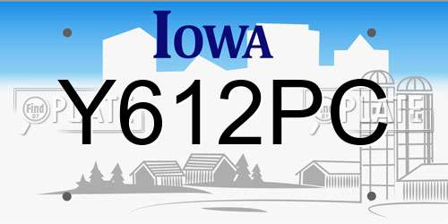 Y612PC Iowa License Plate