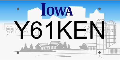 Y61KEN Iowa License Plate