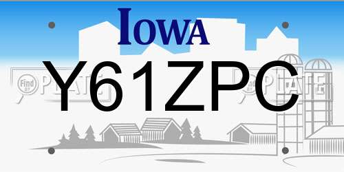 Y61ZPC Iowa License Plate