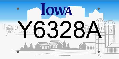 Y6328A Iowa License Plate