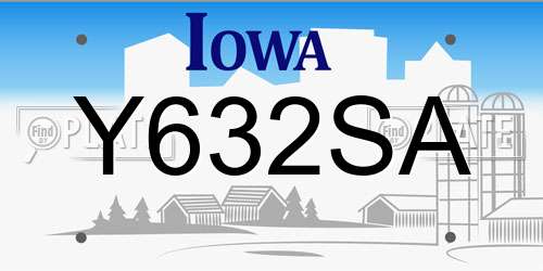 Y632SA Iowa License Plate
