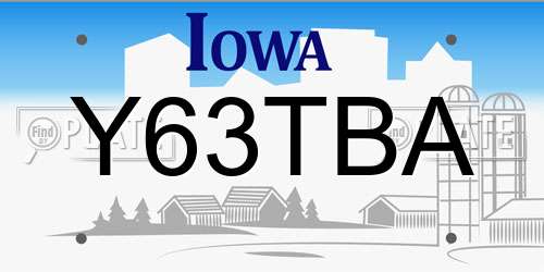 Y63TBA Iowa License Plate