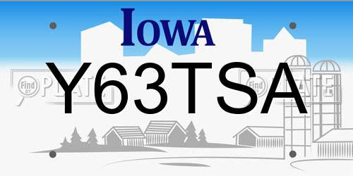 Y63TSA Iowa License Plate