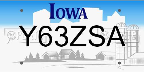 Y63ZSA Iowa License Plate