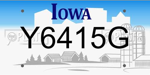Y6415G Iowa License Plate