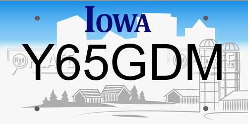 Y65GDM Iowa License Plate