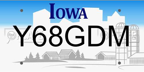 Y68GDM Iowa License Plate