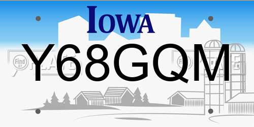 Y68GQM Iowa License Plate