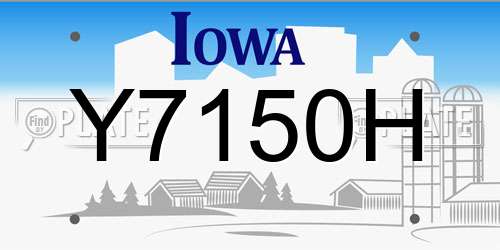 Y7150H Iowa License Plate