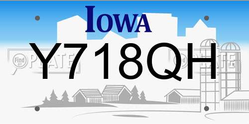 Y718QH Iowa License Plate