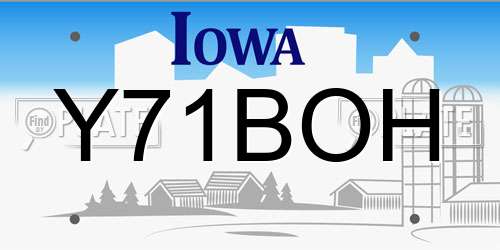 Y71BOH Iowa License Plate