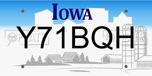 Y71BQH Iowa License Plate
