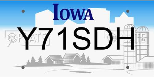 Y71SDH Iowa License Plate