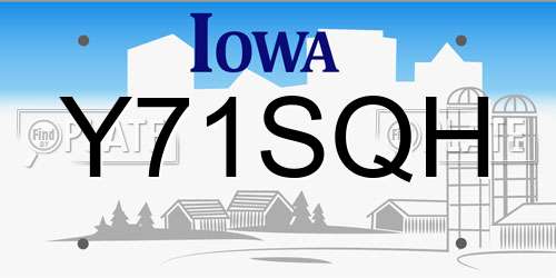 Y71SQH Iowa License Plate