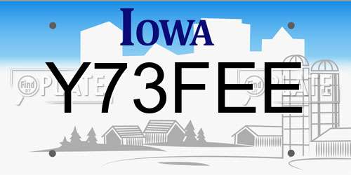 Y73FEE Iowa License Plate