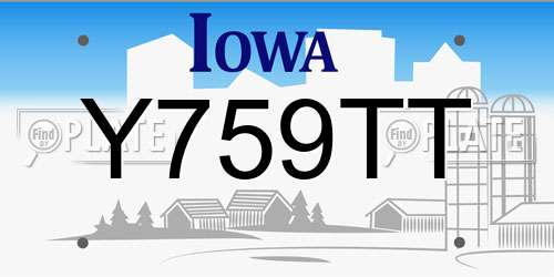 Y759TT Iowa License Plate