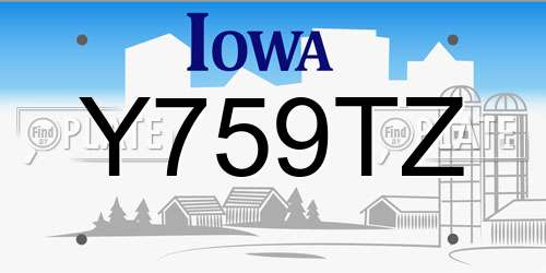 Y759TZ Iowa License Plate